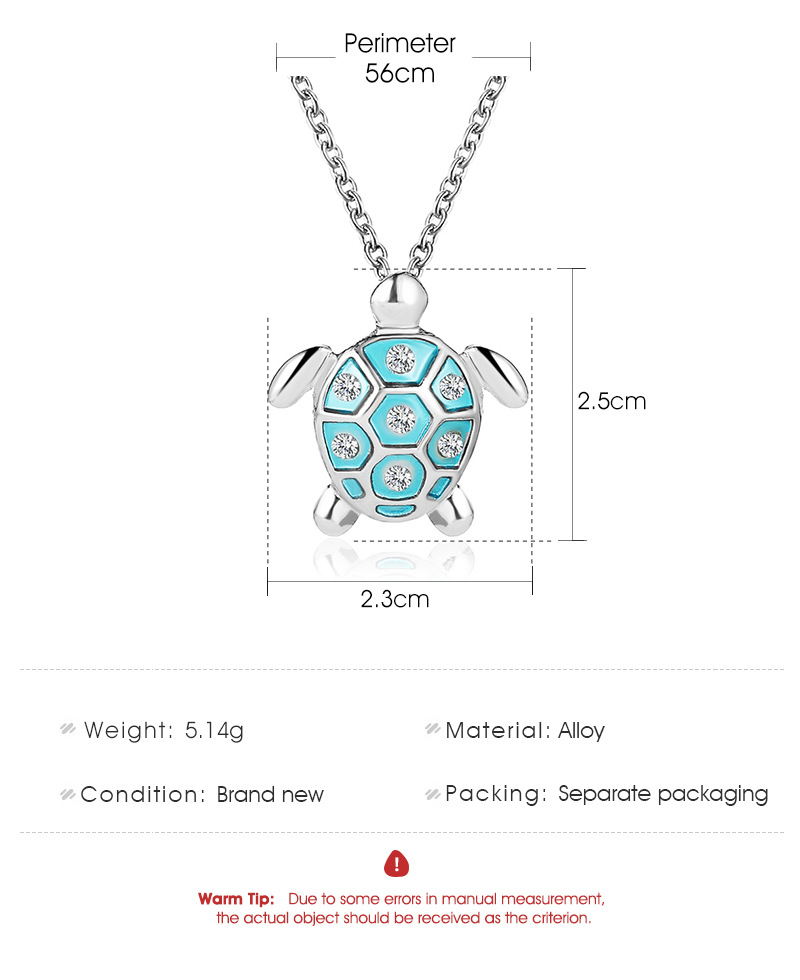 New Ocean Wind Simple Cute Diamond Turtle Alloy Pendant Clavicle Chain Necklace display picture 1