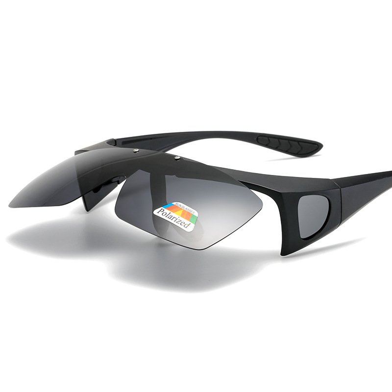 Night vision yellow film upper flip myopia glasses men's and women's sunglasses driver driving glasses color-changing polarized sunglasses