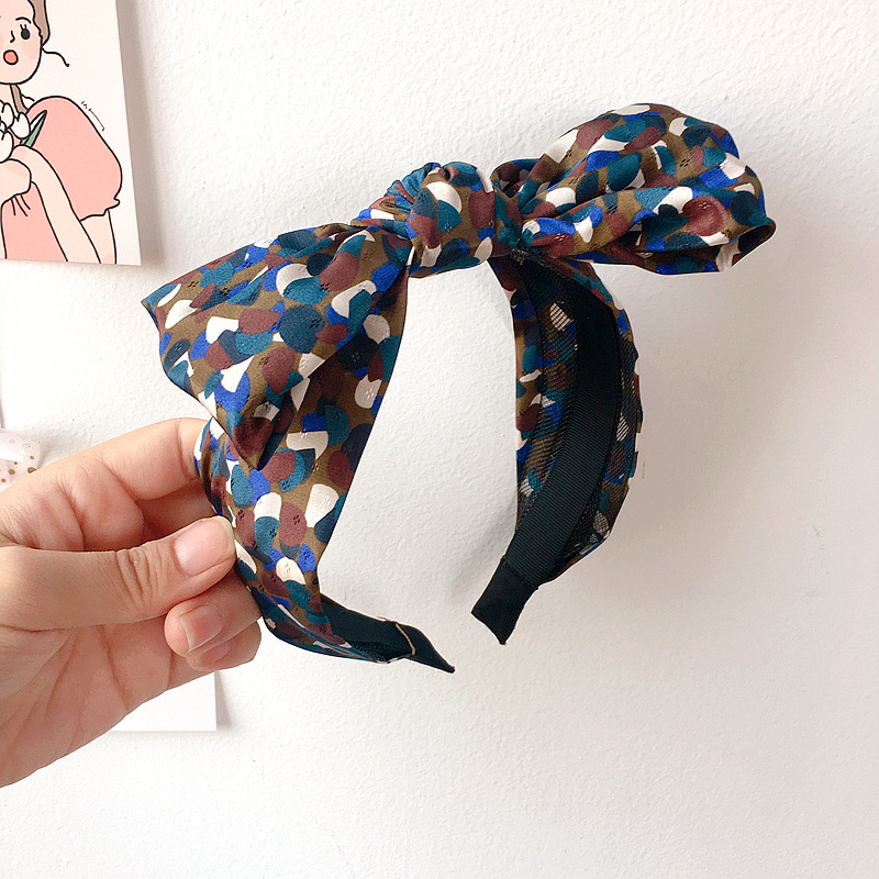 New Retro Color Check Top Knot Bow Tie Wild Headband Hair Accessories Headdress Wholesale Nihaojewelry display picture 4