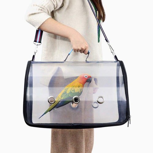 Small pet supplies Amazon's new large birdcage with wooden stand stick parrot outing bag transparent small pet outing bag