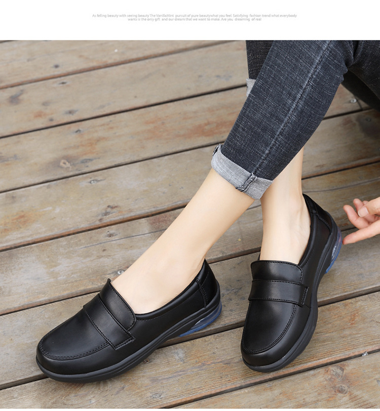 2020 spring/summer new nurse shoes women's white women's genuine leather shoes air cushion black work shoes soft back thick back small leather shoes undefined