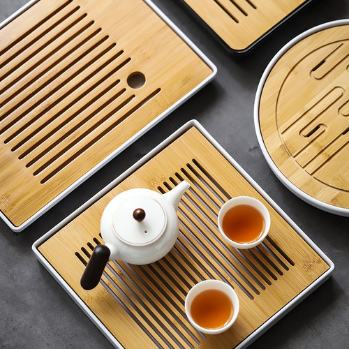 [Factory lowest price] Dry brewing tea tray melamine bamboo small tea table travel tea set hotel dry brewing tea set wholesale