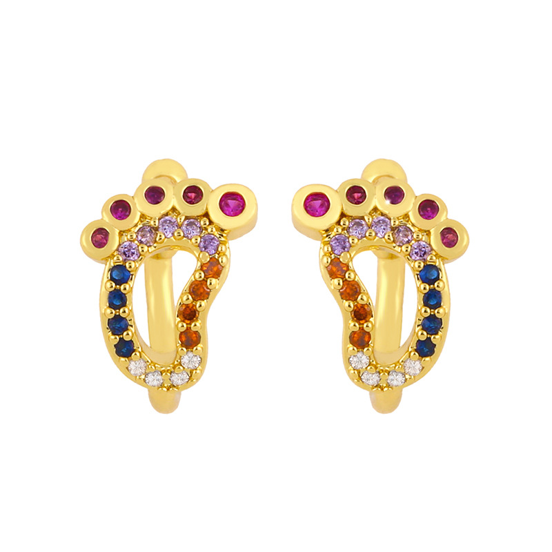 Exaggerated Sole Ear Clip Jewelry C-shaped Color Diamond Five-pointed Star Ear Bone Clip Wholesale Nihaojewelry display picture 4