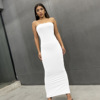 Sexy sleeveless long dress with chest， slit and hip