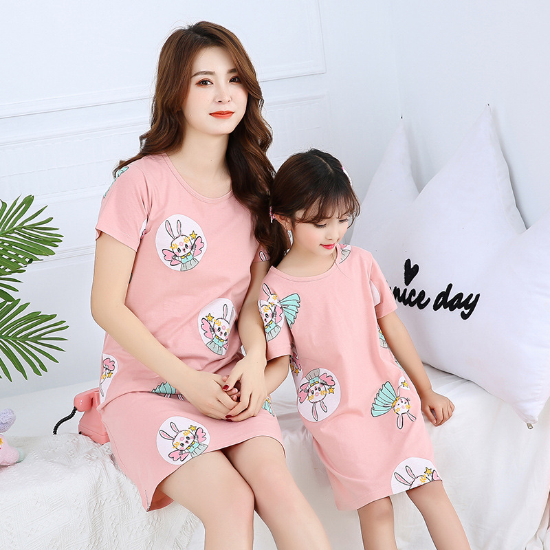2019 Children's clothing wholesale summer New products pure cotton With children Nightdress girl Short sleeved Dress On behalf of