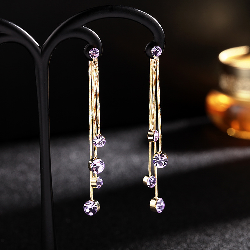 Hot Sale Fashion High-quality Tassel Earrings New Long Purple Earrings Wholesale Nihaojewelry display picture 6