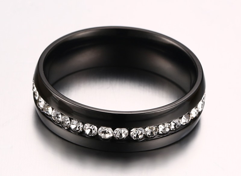 Simple Style Geometric Titanium Steel Rings Inlay Zircon Stainless Steel Rings