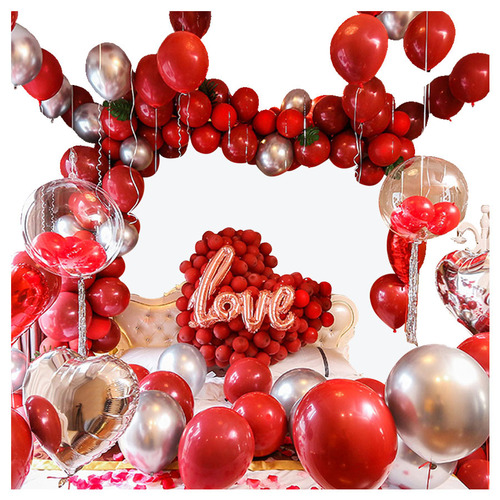 Wedding room layout wedding balloon set 10-inch pomegranate red latex ball wedding new house bedroom decoration and layout supplies