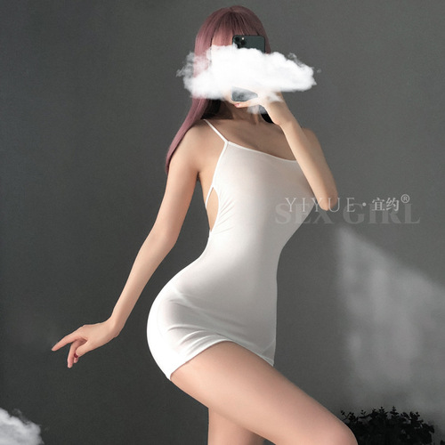 Yiyue manufacturer sexy lingerie ice silk suspender jumpsuit hip skirt female uniform temptation sexy secretary suit 8096