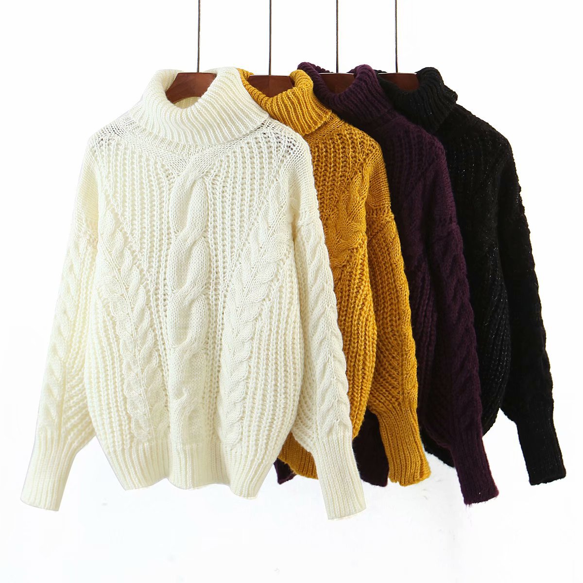 Wholesaleautumn thick needle mohair women s turtleneck sweater NSAM5433