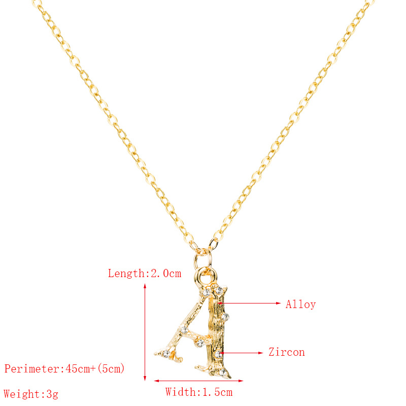 Fashionable 26 English Alphabet Alloy Micro-inlaid Zircon Necklace display picture 1