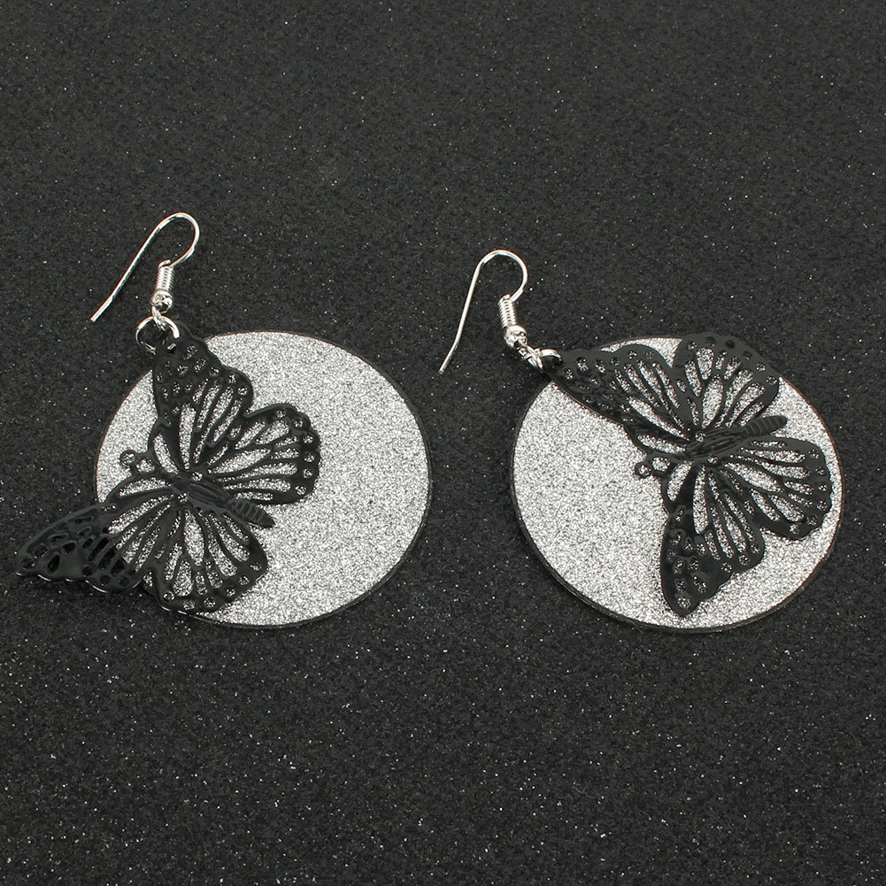 Retro Alloy Geometric Hollow Butterfly Frosted Fashion Popular Earrings Wholesale Nihaojewely display picture 3