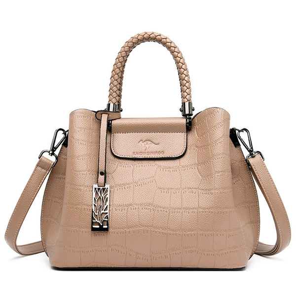 Khaki hand loop bag, brush