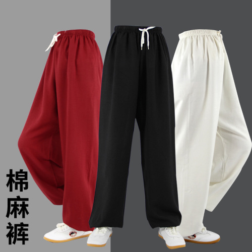 Martial arts tai chi kung fu pants  for women and men Cotton hemp Taifu training pants Lantern pants Yoga martial arts loose pants for unisex