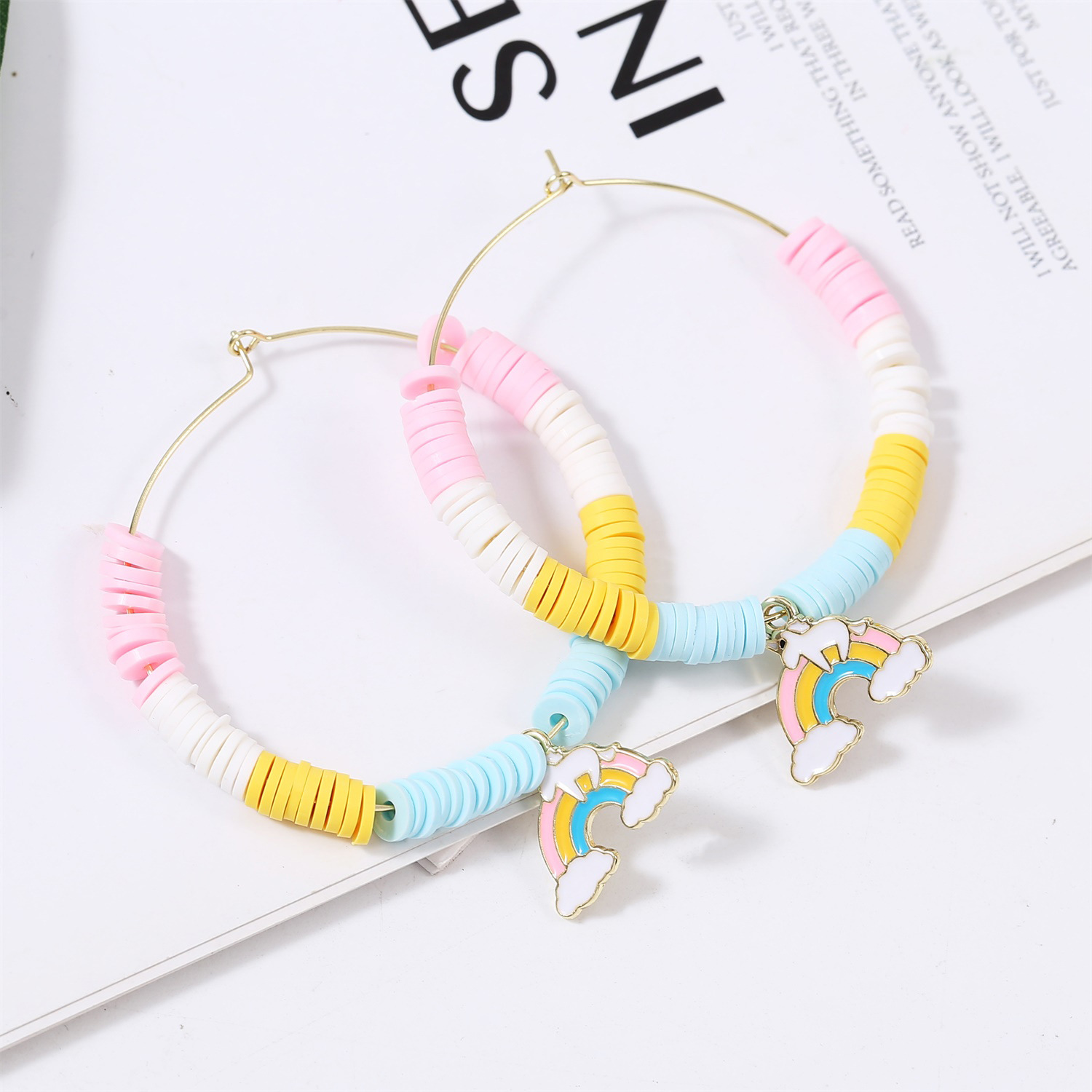 orecchini in argilla morbida colorata Bohemian ins in vendita calda orecchini in argilla morbida a forma di C orecchini da donna_voghion.com