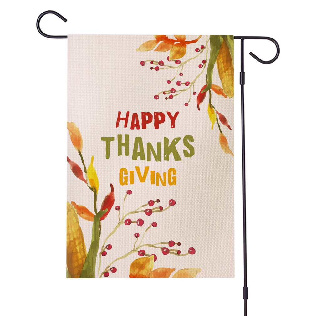 跨境热销  感恩节系列防水亚麻花园旗 双面庭院节日旗 支持定制