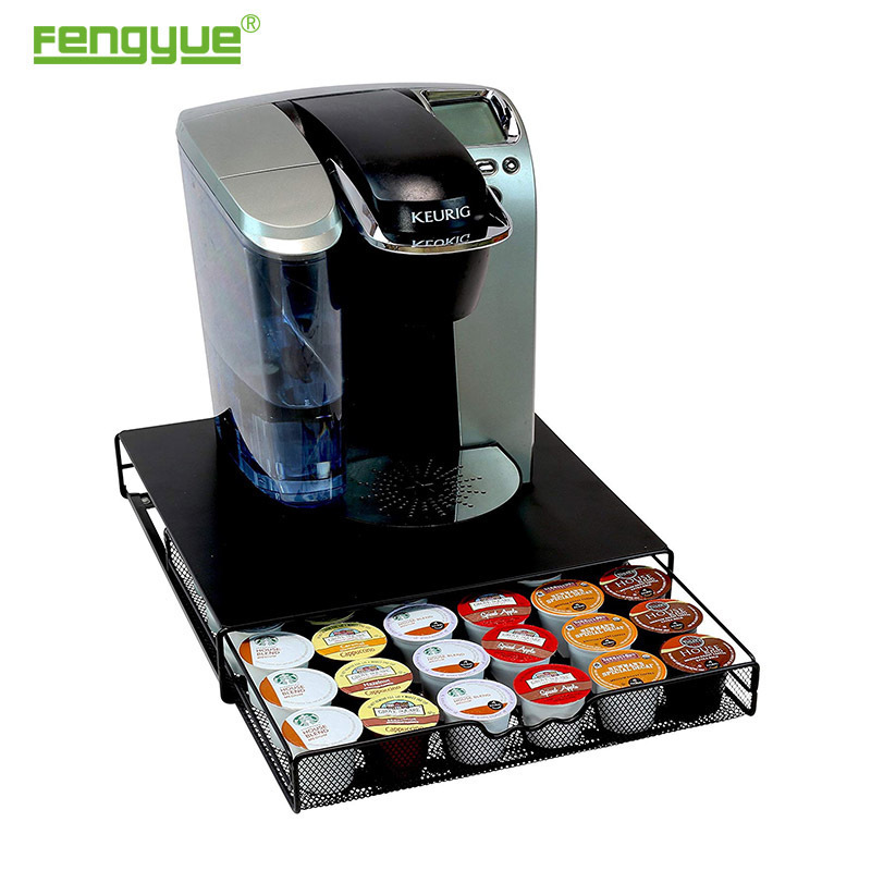 Fengyue K-CUP Cápsula de café caja del cajón de almacenamiento de la cápsula de café de metal taza de almacenamiento rack puede almacenar 36 tazas