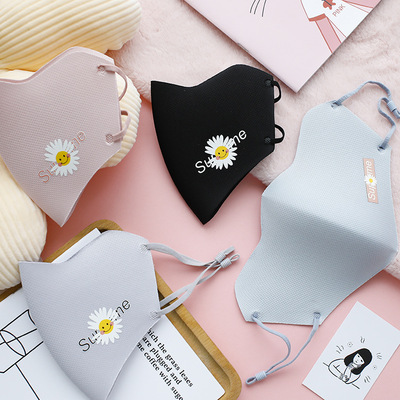 成人口罩厂家批发 卡通印花折叠耳绳可调节太空棉成人针织口罩冬