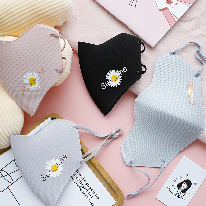 成人口罩厂家批发 卡通印花折叠耳绳可调节太空棉成人针织口罩冬
