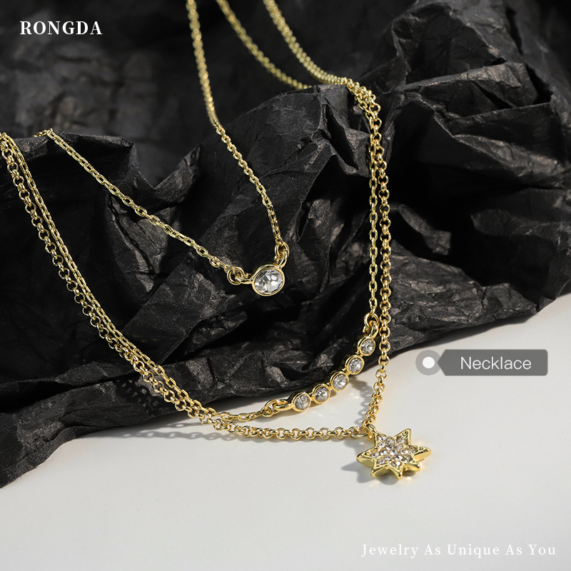Dreireihige Diamant Halskette Elegantes Multi Layer Schmuckstück_voghion.com