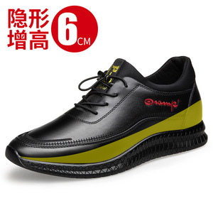 秋季新款黑色增高6cm低帮休闲懒人鞋男增高8cm乐福鞋男百搭皮鞋男