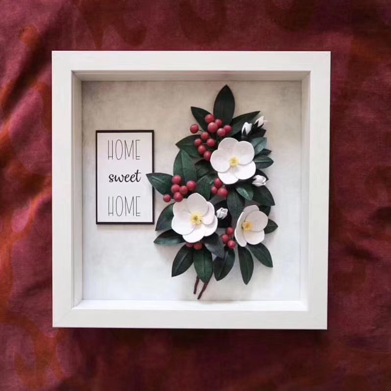 标本衍纸画相框婴儿手脚印泥纪念奖章中空2厘米立体创意实木框架