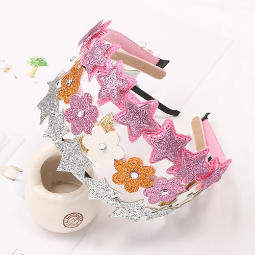 Sequin color-blocked flower headband, fabric ice cream children's headband, glitter Greet star cherry headband
