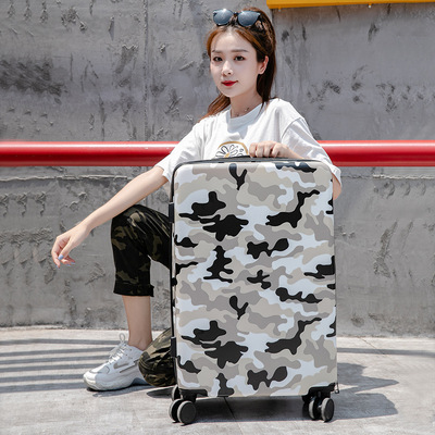 camouflage trunk men and women Draw bar box Universal wheel 20 student suitcase Trend personality password Boarding case