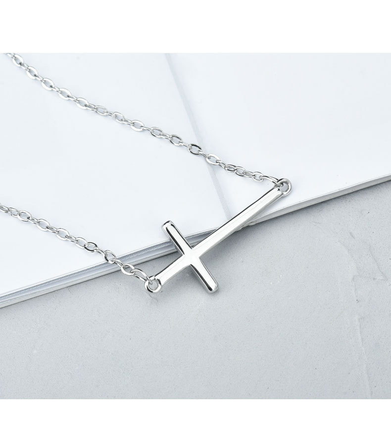 Copper Silver Plated Sweet Cross Necklace display picture 2