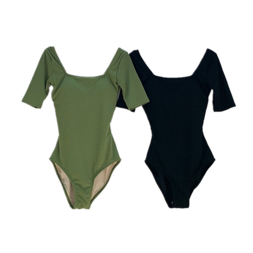 Japanese and Korean new swimwear for women covering belly, slimming, conservative backless one-piece swimsuit, women's sexy hot spring swimsuit