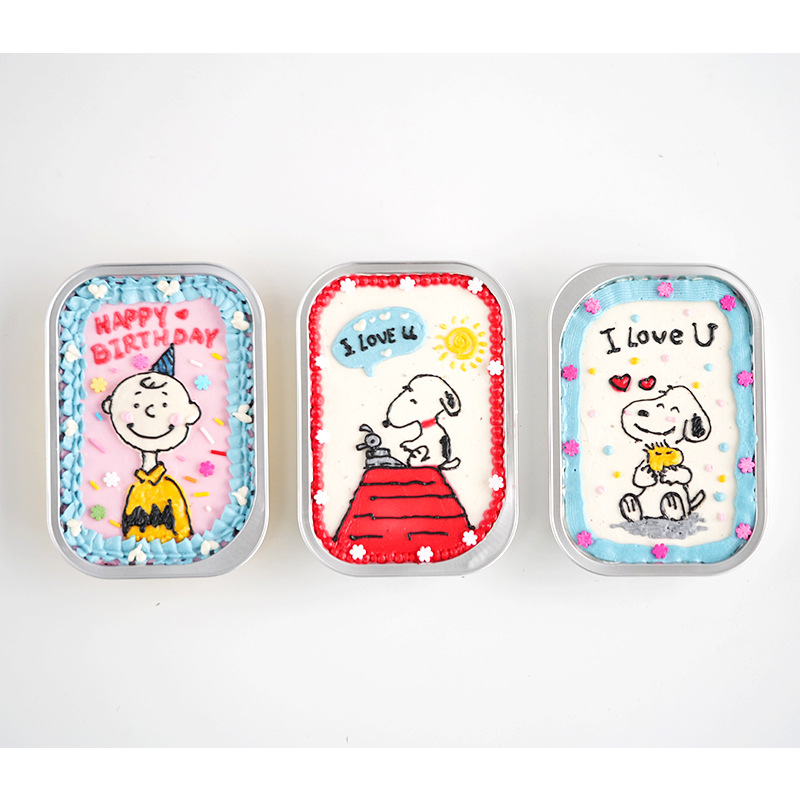 韩国网红油画蛋糕ins复古手绘蛋糕盒锡纸烘焙塑料蛋糕盒