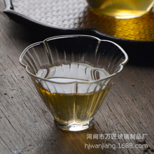 生产耐热玻璃功夫茶杯菊瓣杯小杯高硼硅日式锤纹茶杯品茗杯茶席