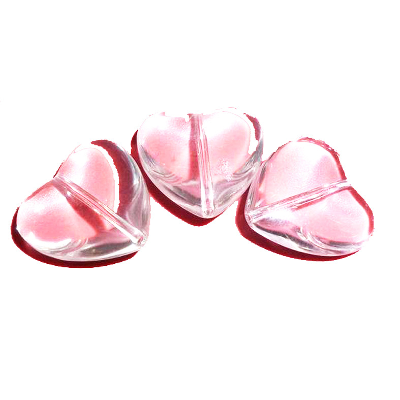20mm light -faced heart -shaped glass beads pass through the double…