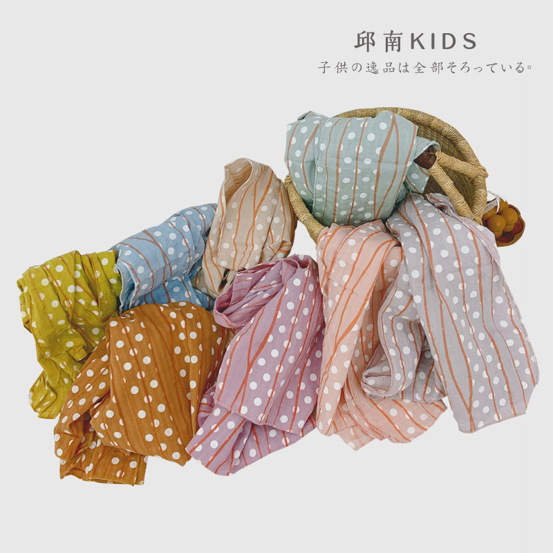 Qiunan children spring and autumn Thin section scarf men and women baby pure cotton Collar British style girl Ripple Dot scarf
