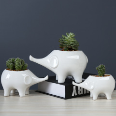 Export foreign trade cute cartoon animal elephant succulent flower pot minimalist creative desk plant decoration ceramic flower pot