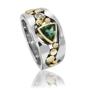 Cao Shi hot sale ethnic style jewelry creative hollow pattern inlaid green zircon ring trendy fashion ring