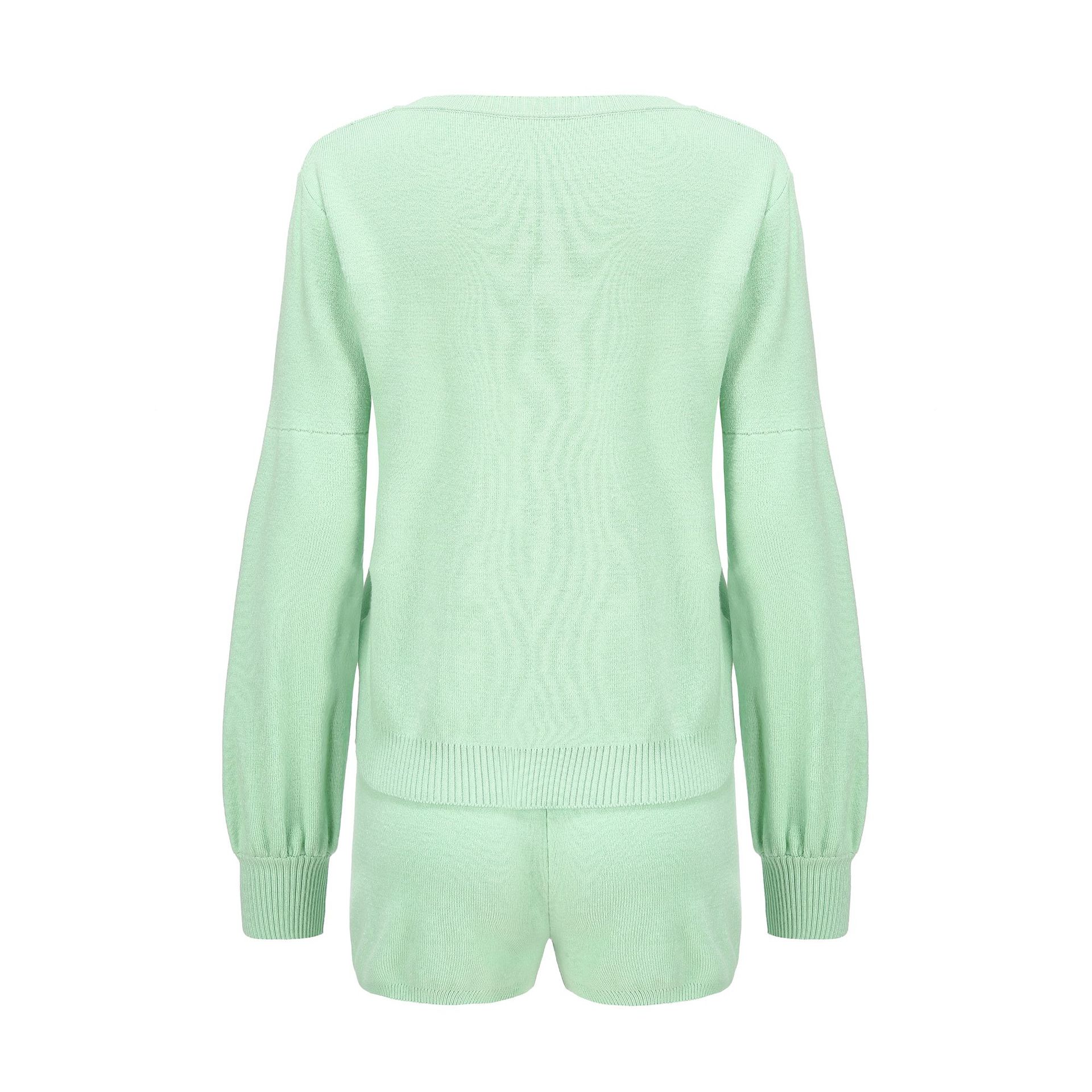 Women's Sweater Set Summer Macaron Colour Matching Co-ord Suit_voghion.com