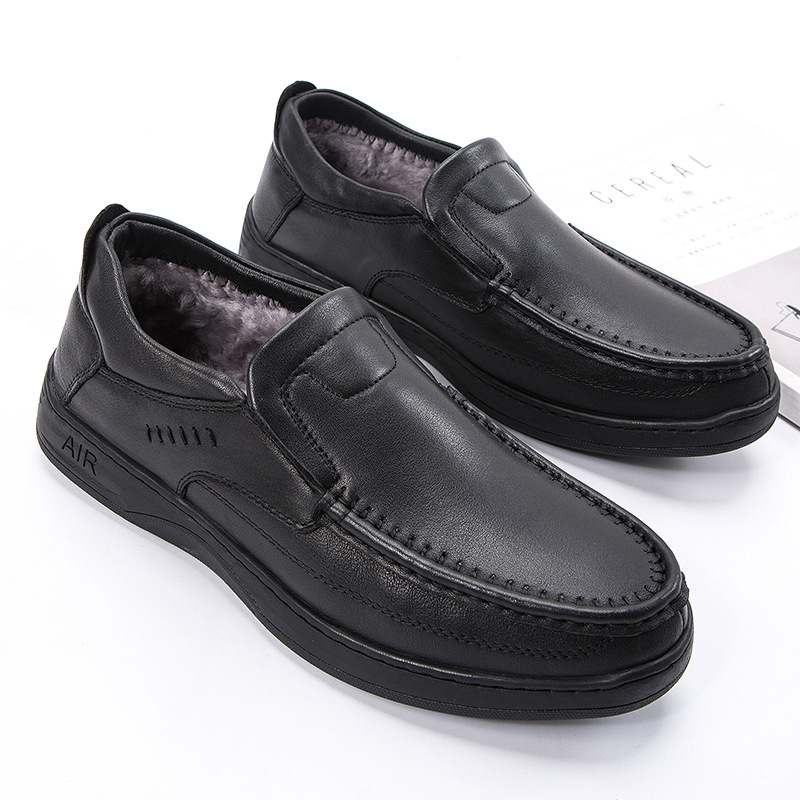 Men's Formal Shoes Leather Warm Wool Fur Lined Winter Footwear_voghion.com