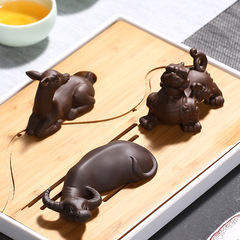 Zisha Tea Pet Little Ox, Handmade Creative Pet Tea, Wealth Bringing Pixiu, Twisting Ox Turning the World, Tea Tray Ornament