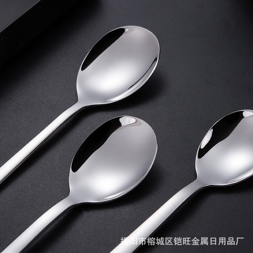 304 stainless steel spoon Korean-style dessert spoon fork coffee long-handled stirrer household lucky spoon stainless steel tableware
