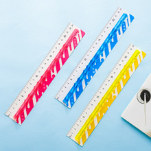 銘強創意透明彩色三角尺三邊直尺學生文具繪圖測量可定制15cm20cm