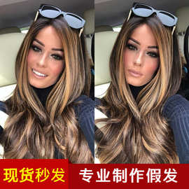 亚马逊新款 玫瑰网wig长卷发女大波浪跨境欧美假发现货  工厂批发