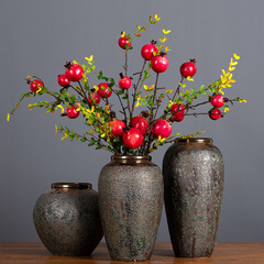 現代田園風仿真四頭石榴樹枝手感軟裝飾果實假花櫥窗桌面植物插花