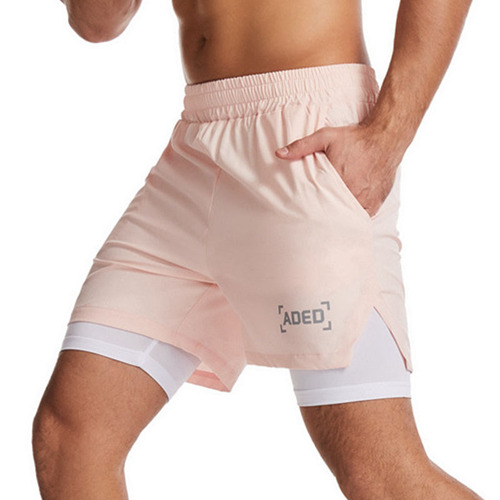 Crazy muscle sports shorts men's quick-drying woven double-layer fitness running marathon casual shorts cross-border