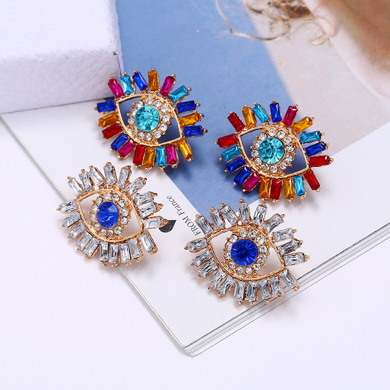 Housewarming, Anniversary, Business, Wedding, Travel, Birthday, Festival Occasion Fashion Eye Diamond Alloy Artificial Gemstones Earrings
