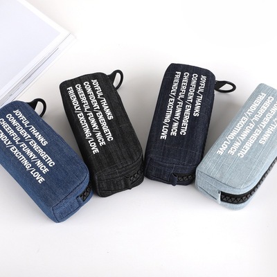 恒品文創牛仔部落大拉鏈筆袋創意大容量日系簡約文具袋男女通用初