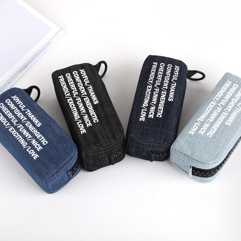 恒品文創牛仔部落大拉鏈筆袋創意大容量日系簡約文具袋男女通用初