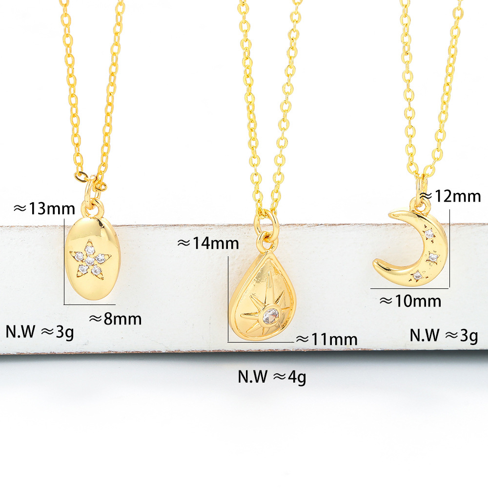 Fashion Simple Creative Flower Star Moon Pendant Short Necklace display picture 3
