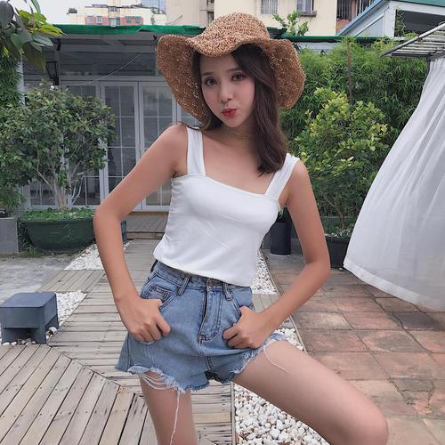 Wholesale Women's  Summer New Halter Neck Tank Top Korean Style Short Sleeve Solid Color Slimming Backless Outerwear Drop Ship One Piece