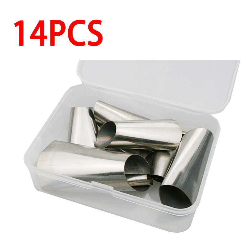 跨境不锈钢胶嘴14件套打胶玻璃胶枪鸭嘴型胶嘴结构胶门窗尖嘴盒装
